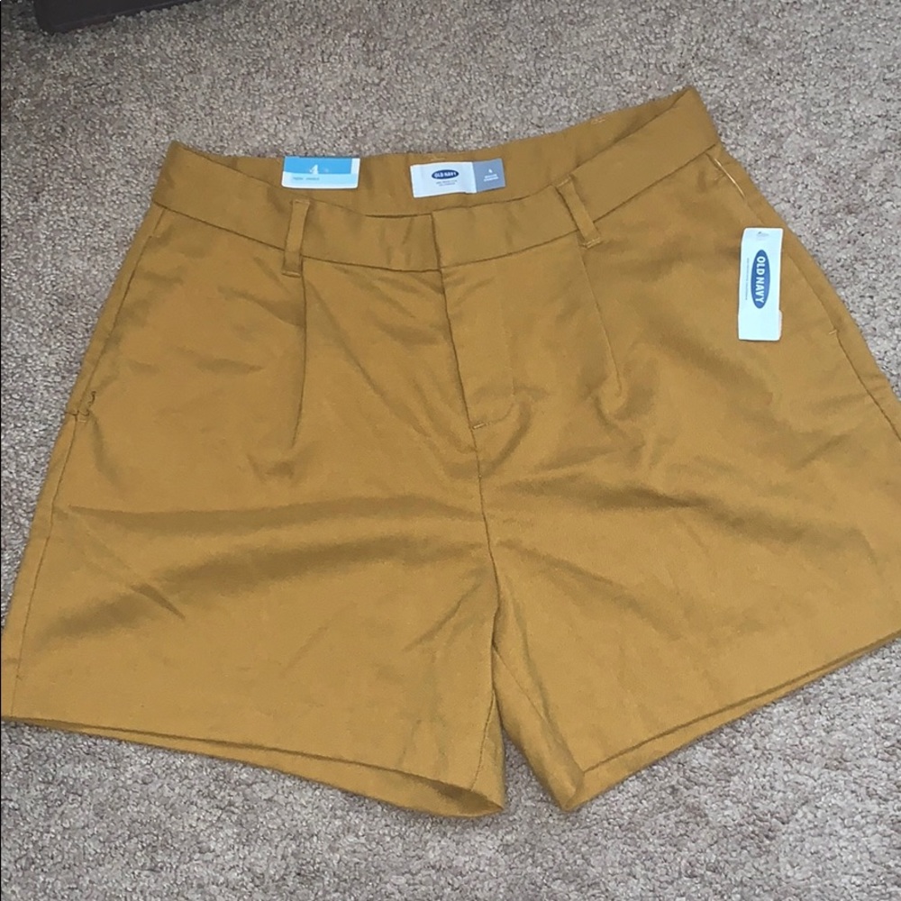 Mustard colored High Waist Shorts
